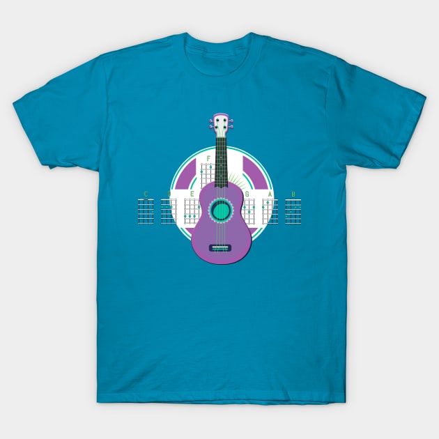 Dibujo de ukelele con notas musicales T-Shirt by magenta-dream